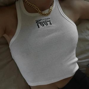 1994 Vintage Ribbed Tank Top - Y2K Fashion Essential for Coquette & Grunge Aesthetics