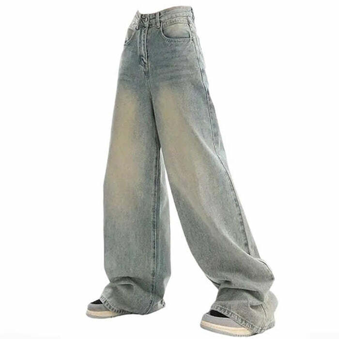 90's Light Wash Baggy Jeans for Y2K Fashion & Grunge Aesthetic Vibes