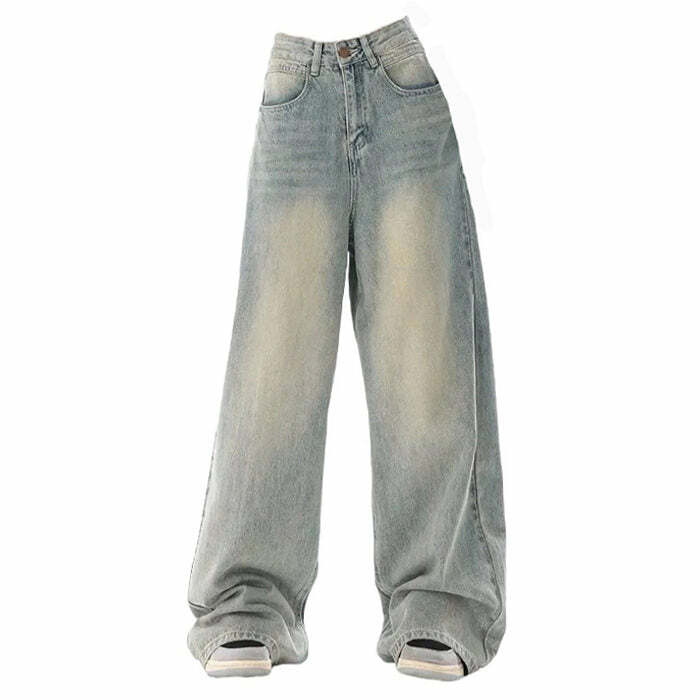 90's Light Wash Baggy Jeans for Y2K Fashion & Grunge Aesthetic Vibes