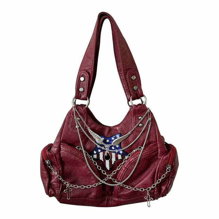 American Dream Red Handbag - Y2K Aesthetic Bag for Trendy Outfits