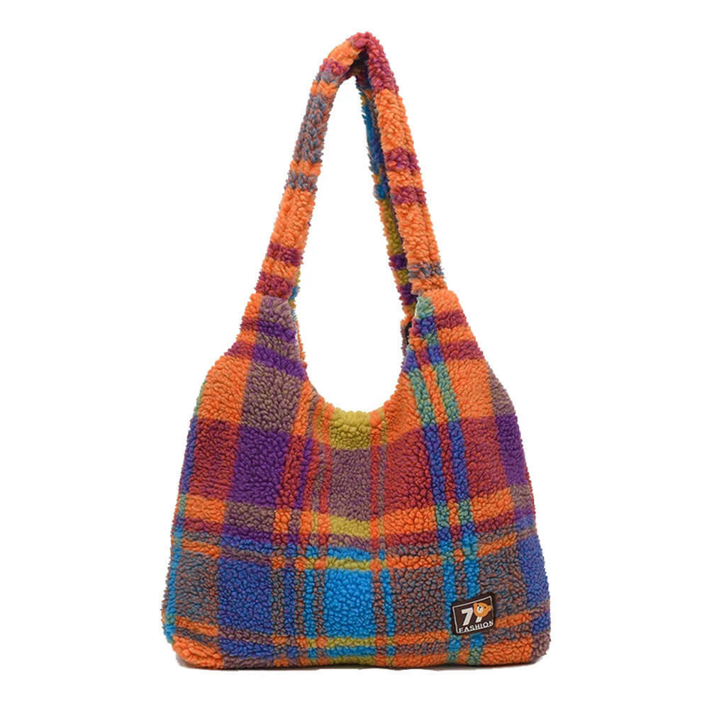 Autumn Feels Y2K Plaid Tote Bag - Perfect for Coquette & Grunge Aesthetics