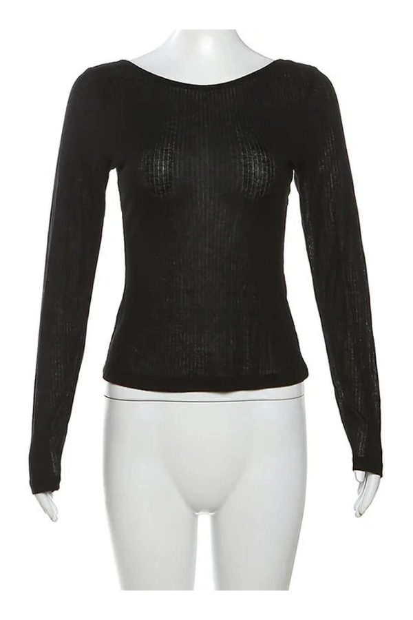 Black Off-Shoulder Ribbed Top - Y2K Fashion Essential for Coquette Aesthetic