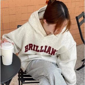 Brilliant Y2K Aesthetic Hoodie: Cute Tops for Grunge & Coquette Styles