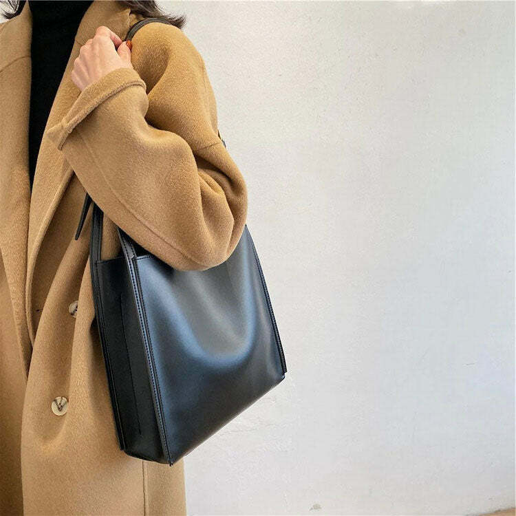 Chic Minimalist Soft Leather Tote Bag for Y2K Fashion Lovers