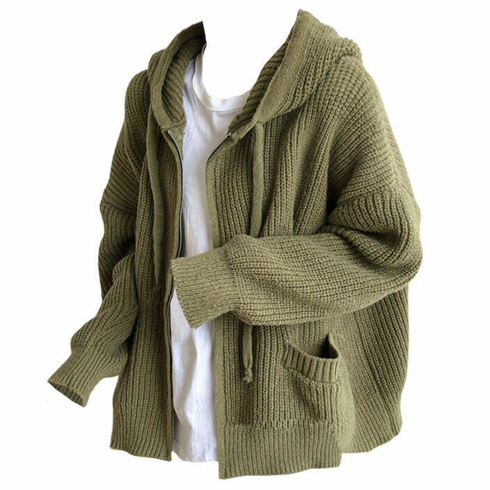 Coquette Aesthetic Hygge Knit Zip Up Hoodie for Y2K Fashion Lovers