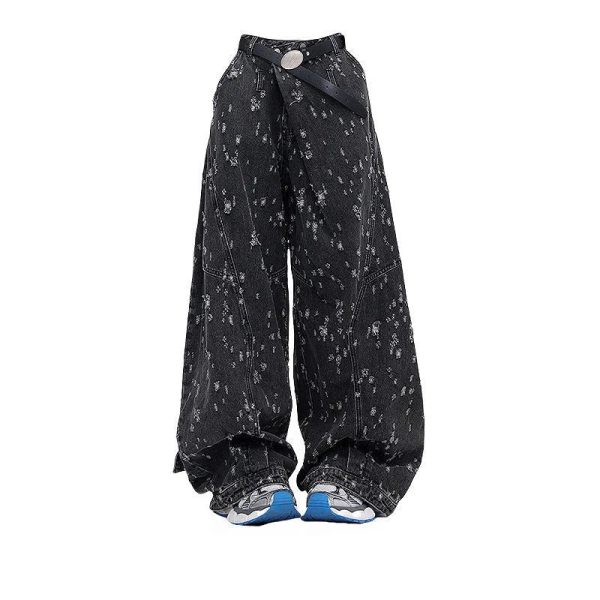 Cosmic Dust Baggy Wide-Leg Jeans for Y2K Fashion & Aesthetic Outfits