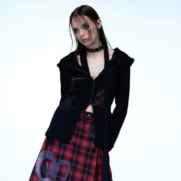 Cyber Enchantress Hoodie: Y2K Fashion Meets Coquette & Grunge Aesthetic