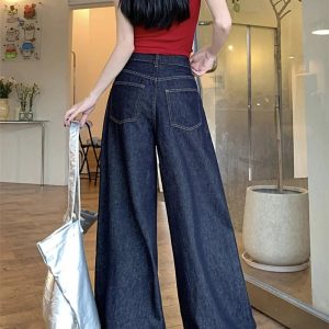 Dark Wash Baggy Y2K Denim Jeans for Grunge & Coquette Aesthetic