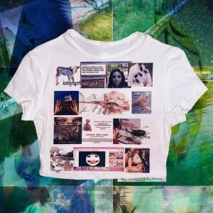 Digital Dystopia Y2K Aesthetic Collage Top for Grunge & Coquette Styles