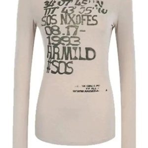 Distressed Graphic Long Sleeve Top - Y2K Fashion & Coquette Aesthetic