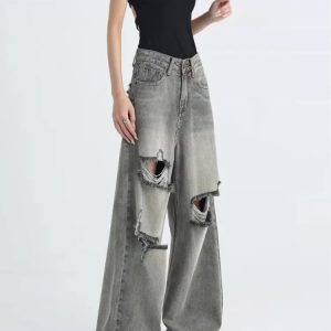 Distressed Oversized Baggy Jeans for Y2K Fashion & Grunge Aesthetic