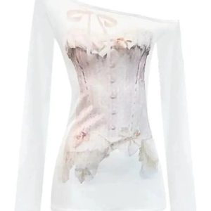 Dreamy Off-Shoulder Corset Top for Y2K Fashion & Coquette Aesthetic