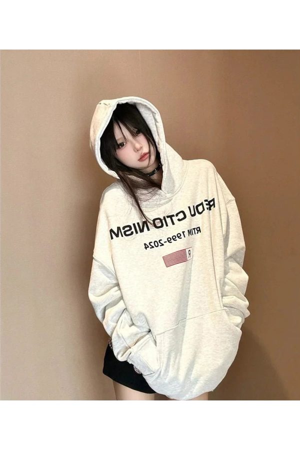 Edgy Y2K Oversized Hoodie - Grunge Aesthetic & Coquette Style