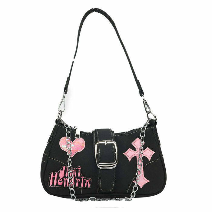 Emo Girl Baguette Bag - Y2K Aesthetic Accessory for Grunge & Coquette Styles