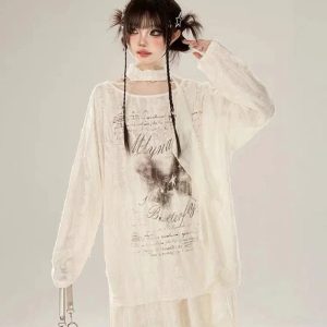 Ethereal Butterfly Poetic Top - Y2K Aesthetic Cute Top for Trendy Looks