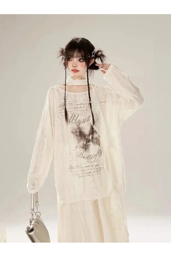 Ethereal Butterfly Poetic Top - Y2K Aesthetic Cute Top for Trendy Looks