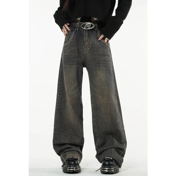 Faded Grunge Baggy Jeans for Y2K Fashion & Coquette Aesthetic Outfits