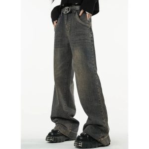 Faded Grunge Baggy Jeans for Y2K Fashion & Coquette Aesthetic Outfits