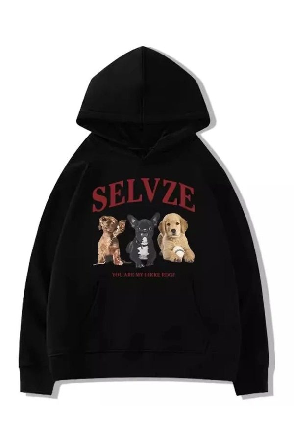 Fall Cute Puppy Graphic Hoodie - Y2K Aesthetic, Coquette & Grunge Vibes