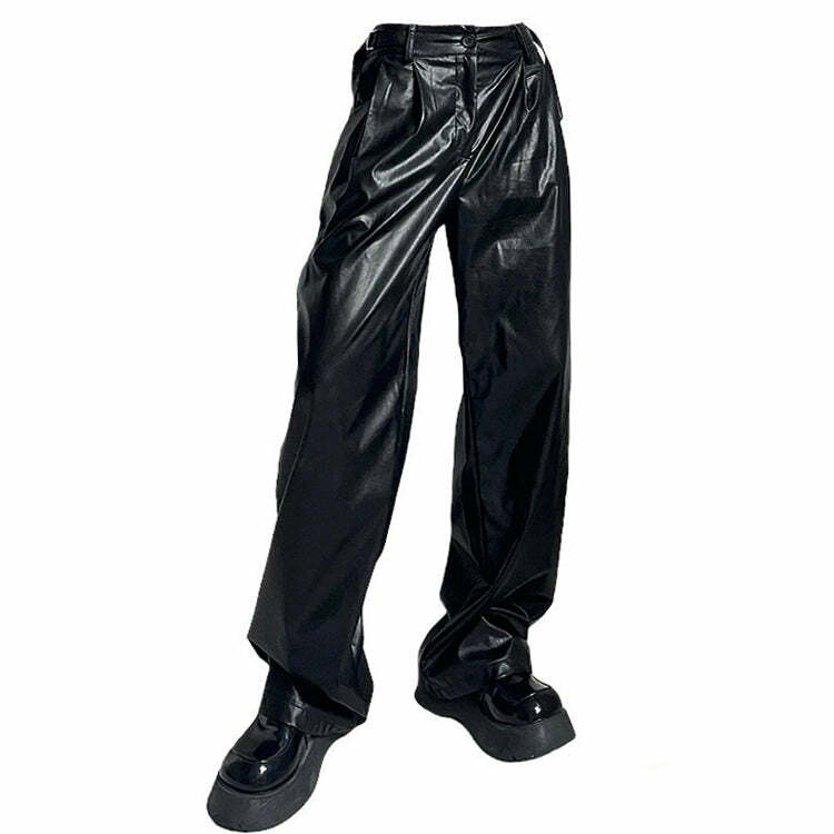 Faux Leather Grunge Pants for Y2K Aesthetic & Coquette Fashion