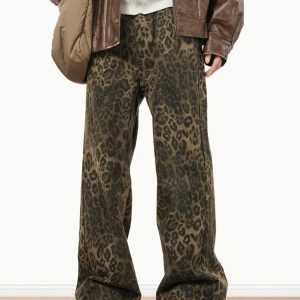 Ferocious Fancy Leopard Print Jeans - Y2K Grunge Aesthetic Must-Have