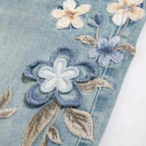 Floral Meadow Embroidered Jeans - Y2K Aesthetic Grunge & Coquette Style