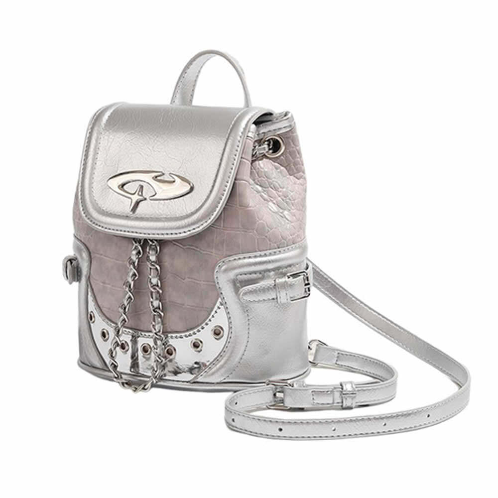 Future World Silver Mini Backpack: Y2K Aesthetic & Coquette Vibes