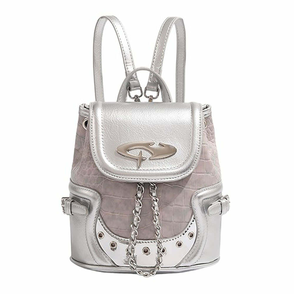 Future World Silver Mini Backpack: Y2K Aesthetic & Coquette Vibes