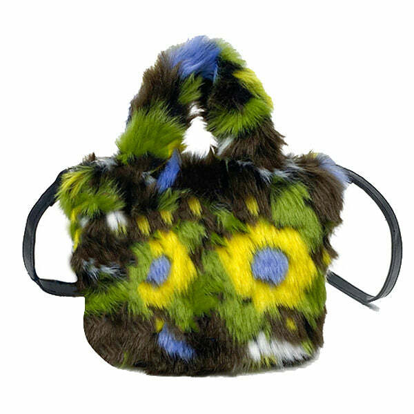 Fuzzy Flower Mini Bag - Y2K Aesthetic Accessory for Cute Outfits