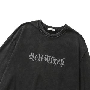 Gothic Bell Witch Long Sleeve Top - Y2K Grunge & Coquette Aesthetic