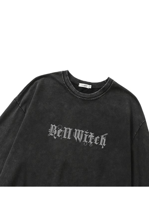 Gothic Bell Witch Long Sleeve Top - Y2K Grunge & Coquette Aesthetic