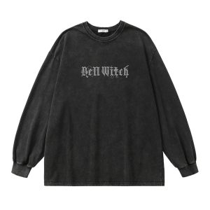 Gothic Bell Witch Long Sleeve Top - Y2K Grunge & Coquette Aesthetic