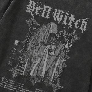 Gothic Bell Witch Long Sleeve Top - Y2K Grunge & Coquette Aesthetic