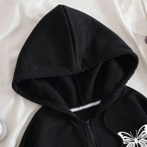 Gothic Butterfly Zip-Up Hoodie | Y2K Fashion & Aesthetic Outfits