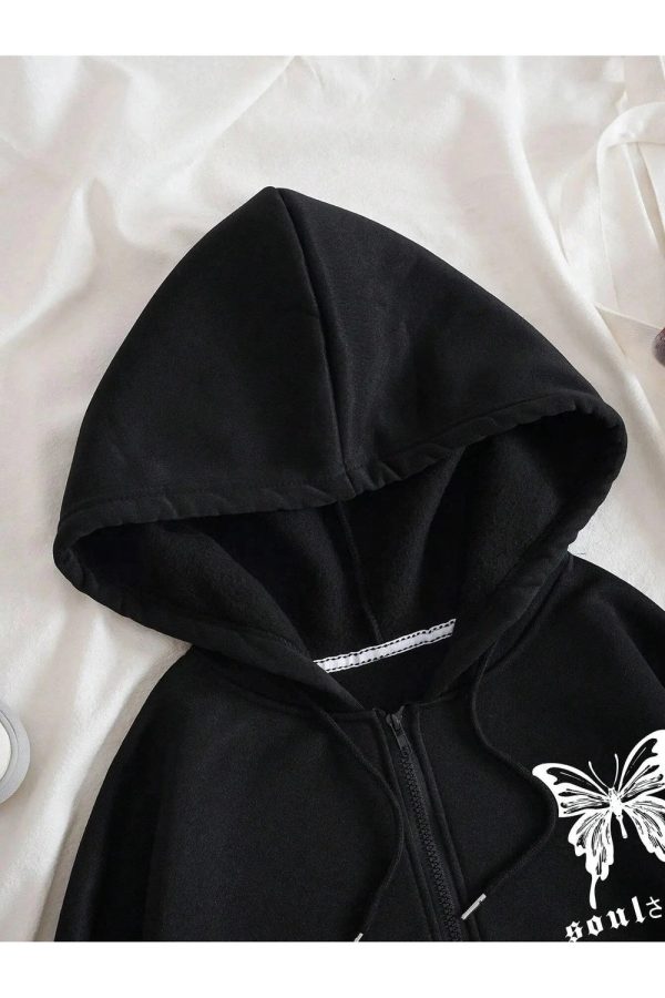 Gothic Butterfly Zip-Up Hoodie | Y2K Fashion & Aesthetic Outfits