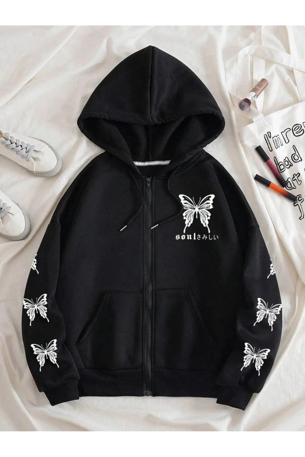 Gothic Butterfly Zip-Up Hoodie | Y2K Fashion & Aesthetic Outfits