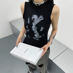 Gothic Ink Muscle Top - Y2K Grunge Aesthetic Cute Top for Trendy Looks