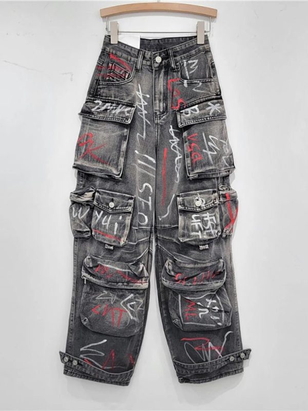 Graffiti Riot Cargo Skirt: Y2K Fashion Meets Grunge Aesthetic Vibes