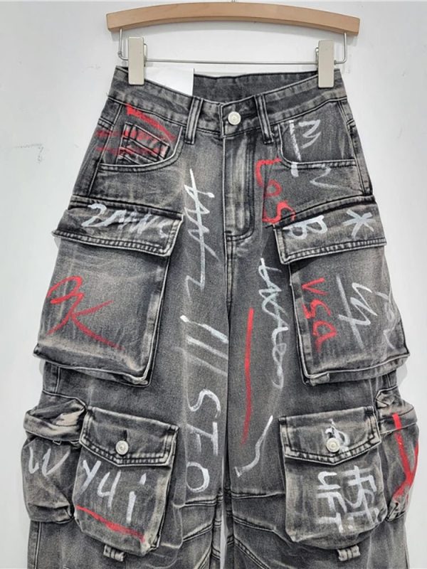 Graffiti Riot Cargo Skirt: Y2K Fashion Meets Grunge Aesthetic Vibes