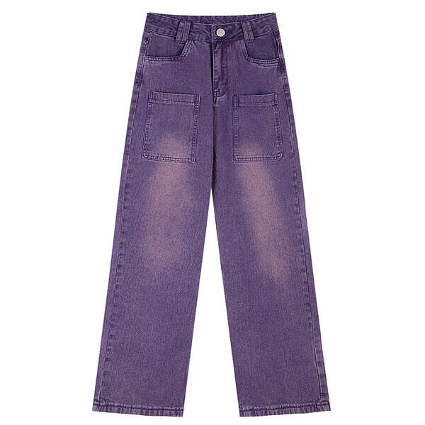 Grunge Purple Baggy Jeans for Y2K Fashion & Coquette Aesthetic Outfits