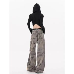 Grunge Splatter Wide-Leg Jeans for Y2K Fashion & Aesthetic Outfits