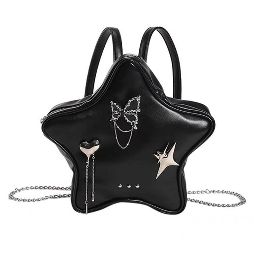 Grunge Star-Shaped Mini Backpack | Y2K Aesthetic Bag for Trendy Looks