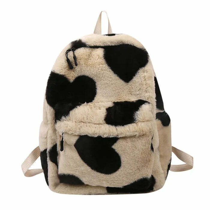 Heart Crush Fuzzy Backpack - Y2K Aesthetic Bag for Cute Outfits