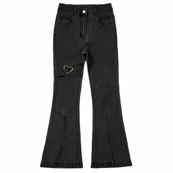 Heart Flare Jeans: Y2K Fashion Meets Coquette & Grunge Aesthetic