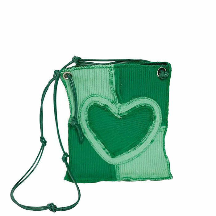 Heart Patchwork Purse - Y2K Aesthetic Bag for Cute & Grunge Outfits