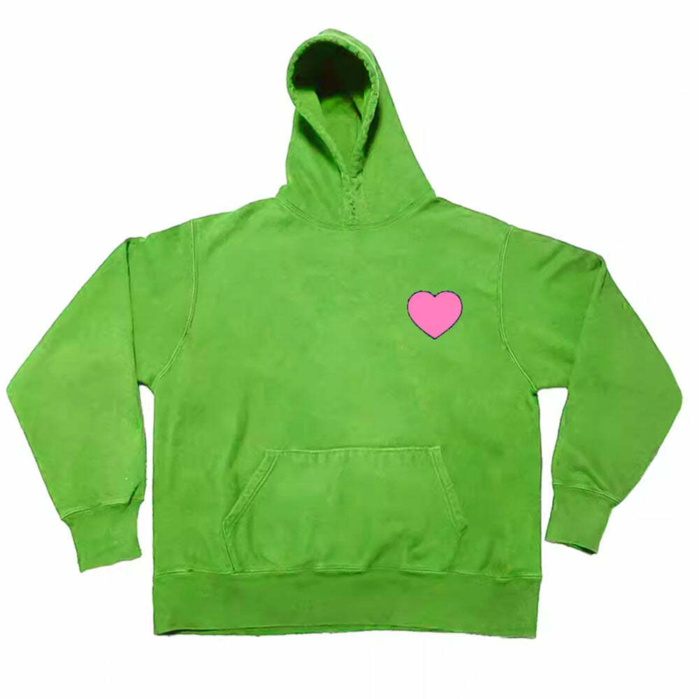 Heart Print Hoodie - Y2K Fashion Essential for Coquette & Grunge Aesthetics