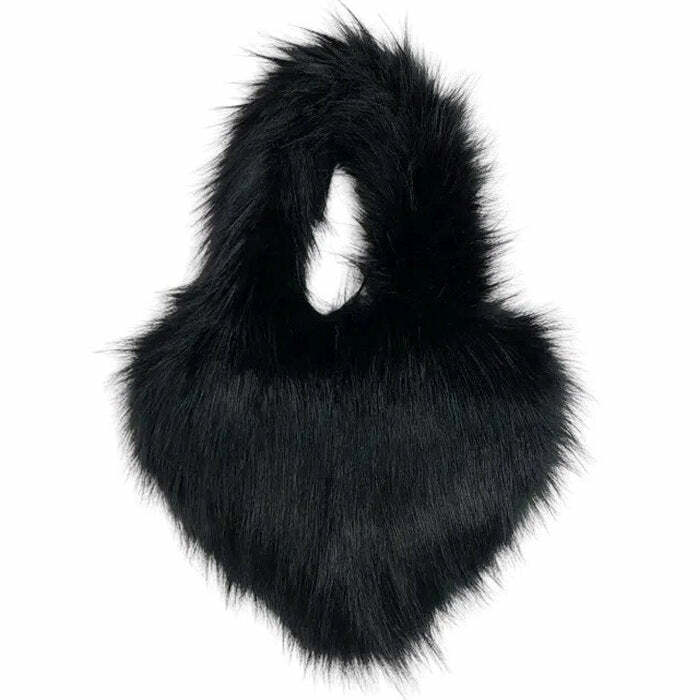 Heart Shape Fuzzy Handbag - Y2K Aesthetic Accessory for Cute Outfits