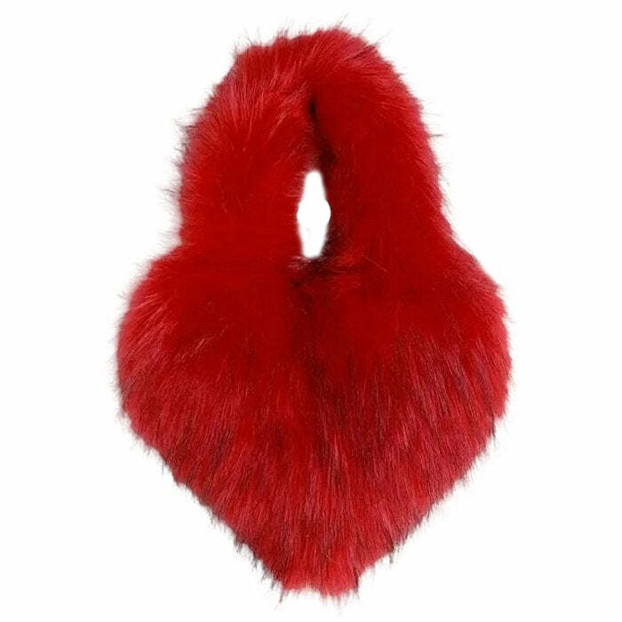 Heart Shape Fuzzy Handbag - Y2K Aesthetic Accessory for Cute Outfits