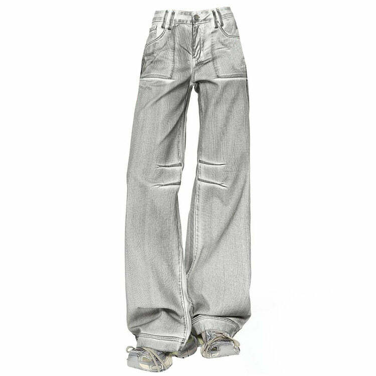 High Fashion Silver Jeans: Y2K Aesthetic for Trendy Coquette & Grunge Looks