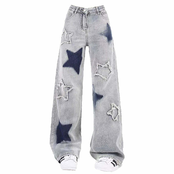 Light Blue Star Jeans - Y2K Fashion for Coquette & Grunge Aesthetic